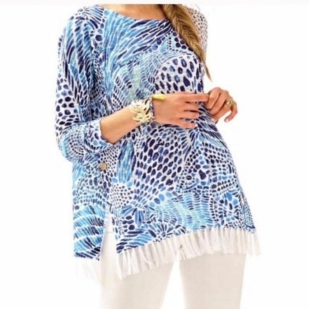 Lilly Pulitzer Ramona Top in Brilliant Blue  print sz XXS